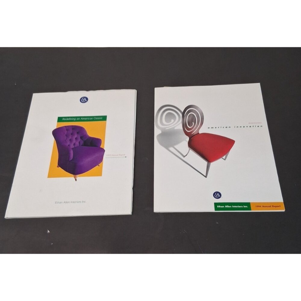 Ethan Allen Interiors Annual Reports VTG 1993 & 1994 Furniture Design History